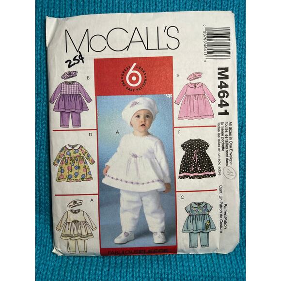 McCalls 4641 sewing pattern toddler dress beret pants size small medium - Picture 1 of 6